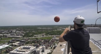 Five friends from Frisco, Texas, known as Dude Perfect smashed 11 Guinness World Records while filming a video for their YouTube channel. The list of records includes the Greatest height from which a basketball is shot and now stands at 533ft (162.45m). The shot was performed from Cotter Ranch Tower in Oklahoma City, Oklahoma, and bettered the previous record – Australian Brett Standord's 415ft (126.5m) – by a remarkable 118ft (35.95m).