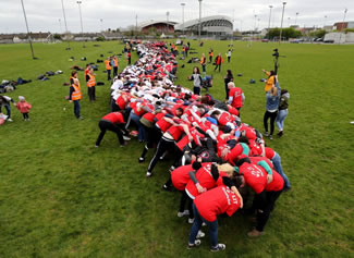 the event saw the existing Guinness World Record for the largest scrum ever of just short of 1,600 turned over as 1,740 put their shoulders behind the initiative.
