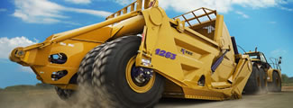 The 1263ADT scraper by K-Tec Earthmovers Inc. offers a capacity of 63 cubic yards of soil, an increase of nine yards over K-Tec's previous model, which claimed the world's largest scraper title in 2009. Photo: K-Tec Earthmovers Inc.
